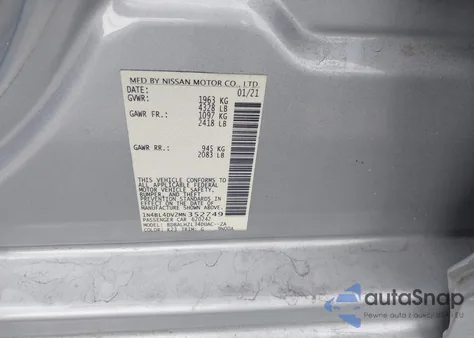 2021 Nissan Altima Sv Fwd z USA, uszkodzony, nr VIN 1N4BL4DV2MN352749